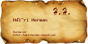 Hári Herman névjegykártya