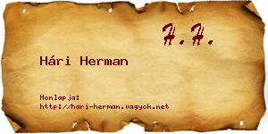 Hári Herman névjegykártya